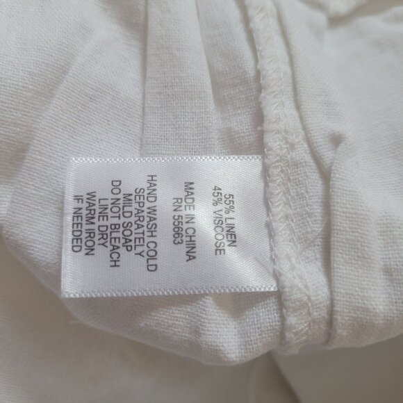 Cynthia Rowley Womens White Linen-Blend Cropped Pants 2X With Elastic Waist & Dr - Picture 6 of 6